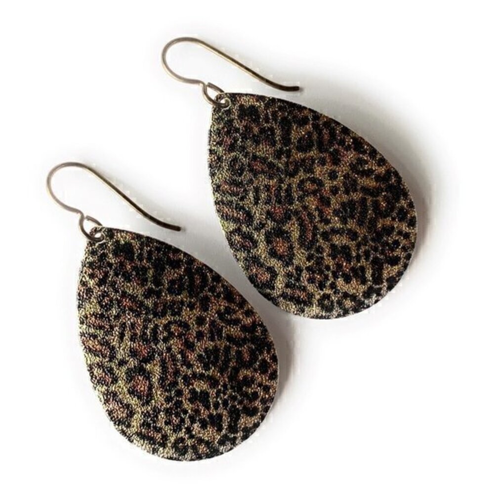 Leopard Print Earrings Hypoallergenic Niobium Womens Handmade in USA